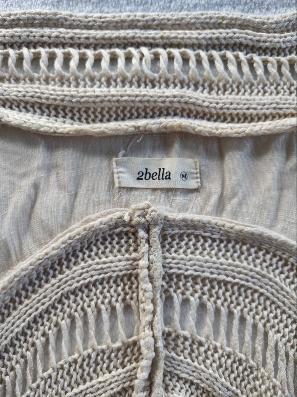 2bella Crochet Knit Cream Cover Top